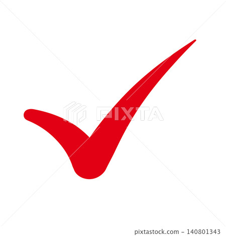 Simple checkmark icon illustration: Red 008 Simple checkmark icon illustration: Red 008 140801343