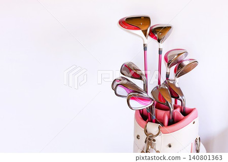 Golf bag and club set with copy space Golf bag and club set with copy space 140801363