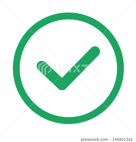 Simple checkmark icon illustration: Green 010 Simple checkmark icon illustration: Green 010 140801382