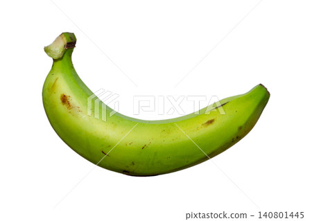 Single green banana isolated on white background, fresh tropical fruit with natural texture det. Single green banana isolated on white background, fresh tropical fruit with natural texture det. 140801445