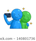 Illustration of friendship selfie  140801736