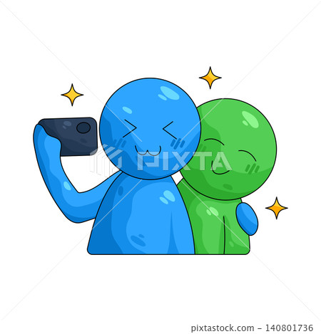 Illustration of friendship selfie Illustration of friendship selfie 140801736