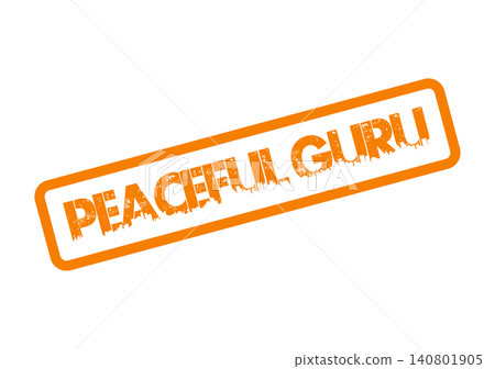 Professional orange textured rubber stamp displaying the important message Peaceful Guru prominently 140801905