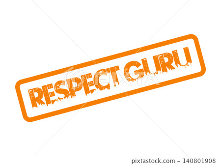 Professional orange textured rubber stamp displaying the important message Respect Guru prominently Professional orange textured rubber stamp displaying the important message Respect Guru prominently 140801908