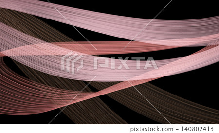 Geometric line art resembling flowing pink bands of light. 140802413