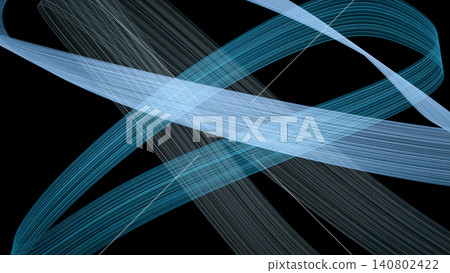 Geometric line art resembling flowing bands of light blue. Geometric line art resembling flowing bands of light blue. 140802422