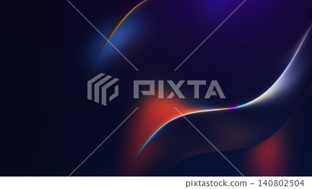 Dark multicolor neon curve background with blue, orange and white light edges, suited for futuristic branding, AI presentations, tech launches and digital ads. 140802504