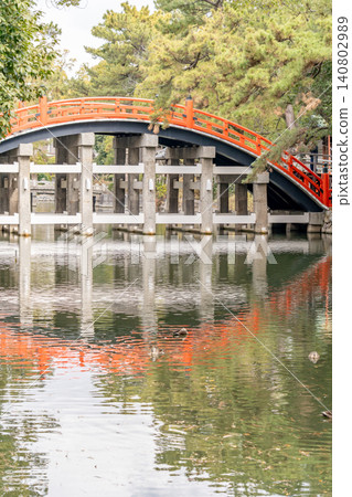 Sumiyoshi Taisha Shrine, Sumiyoshi Ward, Osaka City: Arched Bridge (Taiko Bridge), God of Navigation, God of Ports Sumiyoshi Taisha Shrine, Sumiyoshi Ward, Osaka City: Arched Bridge (Taiko Bridge), God of Navigation, God of Ports 140802989