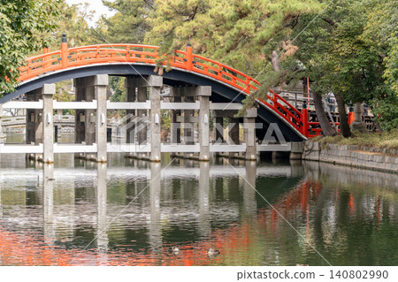 Sumiyoshi Taisha Shrine, Sumiyoshi Ward, Osaka City: Arched Bridge (Taiko Bridge), God of Navigation, God of Ports Sumiyoshi Taisha Shrine, Sumiyoshi Ward, Osaka City: Arched Bridge (Taiko Bridge), God of Navigation, God of Ports 140802990