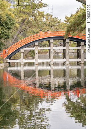 Sumiyoshi Taisha Shrine, Sumiyoshi Ward, Osaka City: Arched Bridge (Taiko Bridge), God of Navigation, God of Ports Sumiyoshi Taisha Shrine, Sumiyoshi Ward, Osaka City: Arched Bridge (Taiko Bridge), God of Navigation, God of Ports 140802991