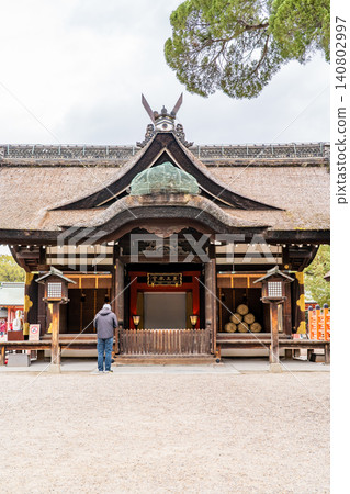 Sumiyoshi Taisha Shrine, Sumiyoshi Ward, Osaka City: Third Main Shrine (National Treasure), Heiden (offering hall), God of navigation, God of ports. 140802997