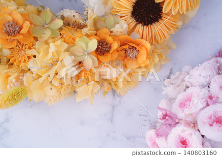 Yellow and pink flower wreath Yellow and pink flower wreath 140803160