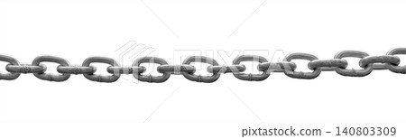 Industrial metallic chain with welded links isolated on white Industrial metallic chain with welded links isolated on white 140803309