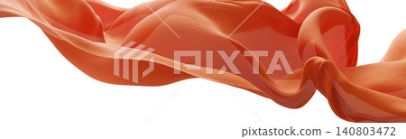 Luxury orange sheer pleated chiffon fabric flowing isolated on white background 3D render 140803472