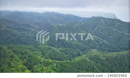 Mountain scenery in Sasagawa district, Asahi town, Toyama Prefecture during the rainy season. Mountain scenery in Sasagawa district, Asahi town, Toyama Prefecture during the rainy season. 140803968