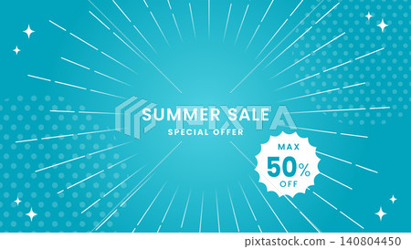 A refreshing summer sale background image featuring a turquoise-colored radial design. 140804450