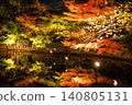 Illuminated pond with autumn leaves Illuminated pond with autumn leaves 140805131