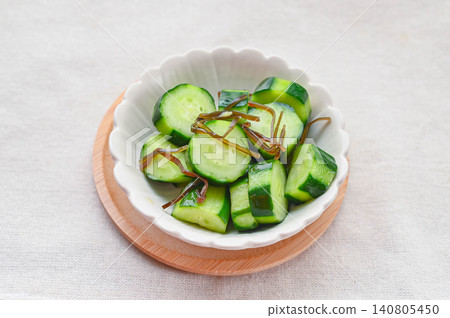 Cucumber salad with salted kelp (a staple side dish/make-ahead dish) 140805450