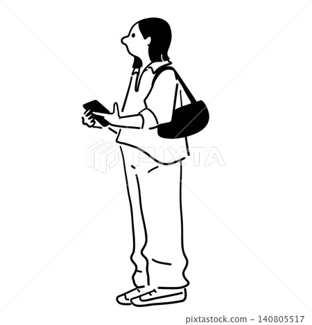 A stylish woman standing in a pose. A stylish woman standing in a pose. 140805517