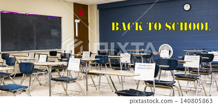 Back to School Written on Classroom Wall Back to School Written on Classroom Wall 140805863