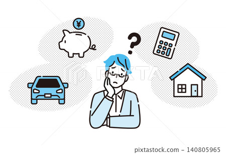 An illustration of a man struggling with managing his money. An illustration of a man struggling with managing his money. 140805965