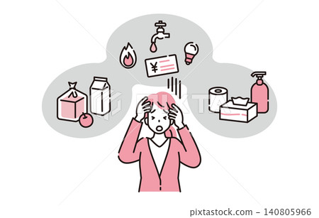 Women struggling with rising prices Women struggling with rising prices 140805966