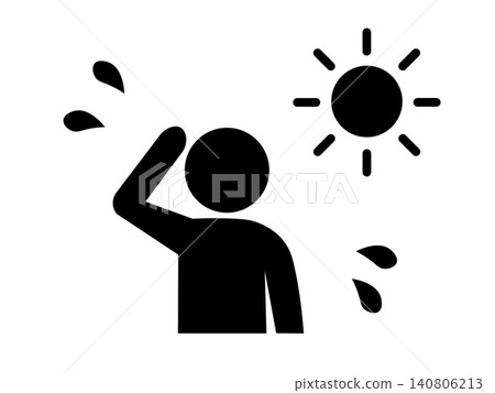 Warning sign icon to alert people to the risk of heatstroke Warning sign icon to alert people to the risk of heatstroke 140806213