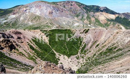 16:9 wide - The massive crater of Mount Azuma-Kofuji in September. Mount Issaikyo and the crater floor as seen from the crater rim walk. 16:9 wide - The massive crater of Mount Azuma-Kofuji in September. Mount Issaikyo and the crater floor as seen from the crater rim walk. 140806260