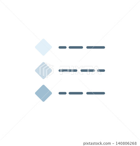 Diamond list icon for bullet points using diamond shape in application. Diamond symbol before text line for document formatting tool. Icon design flat style 140806268