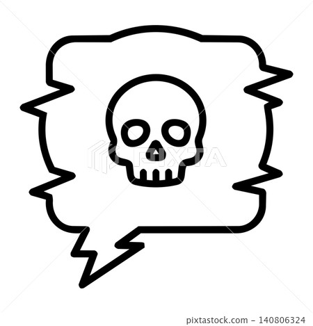 Skull and crossbones in speech bubbles set for danger warning and toxic alert, minimalist line art icons. Skull and crossbones in speech bubbles set for danger warning and toxic alert, minimalist line art icons. 140806324
