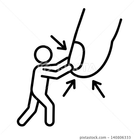 Person resisting and pushing away giant finger, minimalist line art icon representing resistance, defiance, and overcoming pressure. Person resisting and pushing away giant finger, minimalist line art icon representing resistance, defiance, and overcoming pressure. 140806333