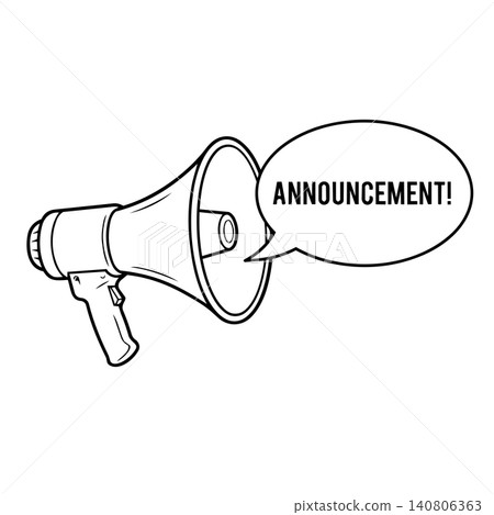 Megaphone with Announcement Text in Speech Bubble Line Art Vector Megaphone with Announcement Text in Speech Bubble Line Art Vector 140806363