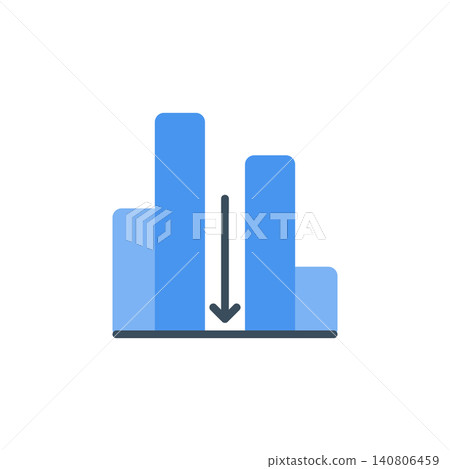 Align bottom icon for object positioning at bottom edge. Bottom aligned symbol for design software interface or layout tool. Icon design flat style 140806459