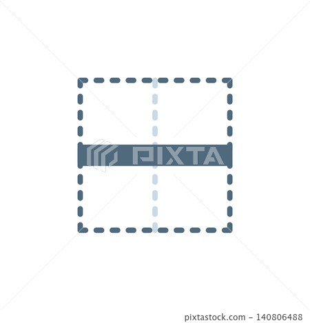 Inside border horizontal icon for adding inner horizontal divider. Line inside square symbol for table editor or document tool. Icon design flat style 140806488