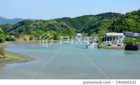 A landscape of a small fishing village A landscape of a small fishing village 140806591