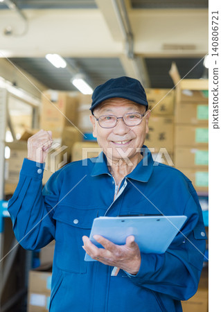 A man working in a warehouse A man working in a warehouse 140806721