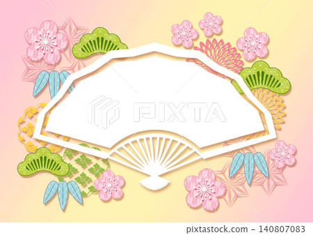 日式圖案背景，剪紙風格 140807083