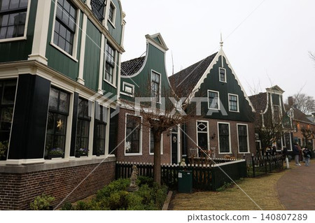 Scenery of the windmill village of Zaanse Schans [Amsterdam, Netherlands] 140807289