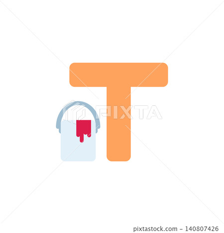 Text color icon for changing font appearance in application. Letter with color palette symbol for document editor or design tool. Icon design flat style Text color icon for changing font appearance in application. Letter with color palette symbol for document editor or design tool. Icon design flat style 140807426
