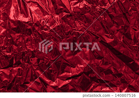 foil background with wrinkled red metallic material and glossy texture, foil background with wrinkled red metallic material and glossy texture, 140807516