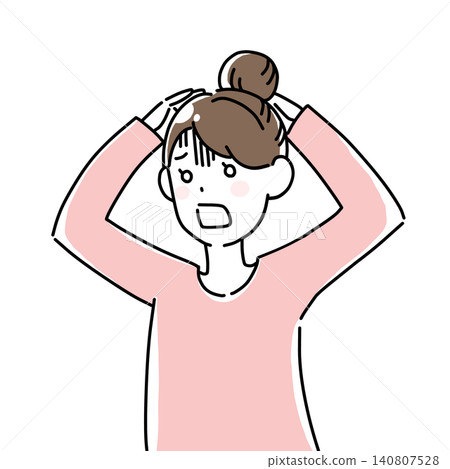 拿著她的頭的婦女的例證 拿著她的頭的婦女的例證 140807528