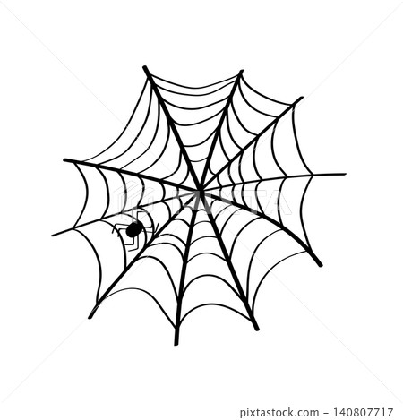 Spider web with spider doodle icon. Halloween party concept. Vector illustration isolated on a white background. 140807717