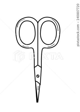 Manicure scissors doodle icon. Vector illustration of a manicure and cuticle tool. Isolate on a white background. Manicure scissors doodle icon. Vector illustration of a manicure and cuticle tool. Isolate on a white background. 140807720