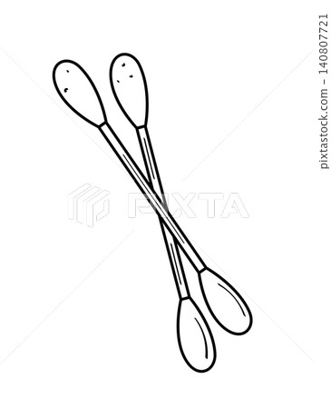 Cotton swabs doodle icon. Vector illustration of hand drawn cotton swabs for cleaning ears. Concept sanitation and hygiene. 140807721