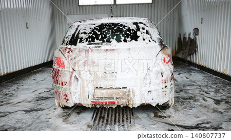 car covered in foam during wash process, car covered in foam during wash process, 140807737