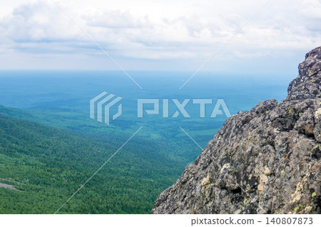 view from the top of the mountain. Northern Urals, Russia view from the top of the mountain. Northern Urals, Russia 140807873