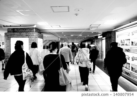 People's silhouettes and people walking 140807954