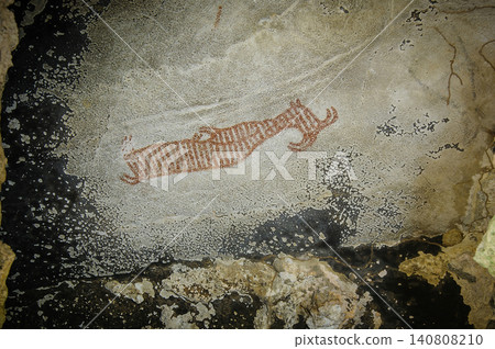 prehistoric paintings on the stone of the cave wall prehistoric paintings on the stone of the cave wall 140808210