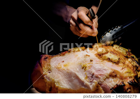roasted chicken in party dinner roasted chicken in party dinner 140808279