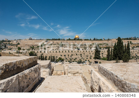 Dome of the Rock view from the Mount of Olives, Jewish Cemetery, Jerusalem, Israel Dome of the Rock view from the Mount of Olives, Jewish Cemetery, Jerusalem, Israel 140808348